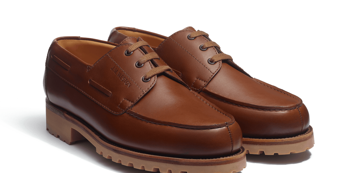Men's Chestnut brown Leather Deck Derby – J.M. Weston