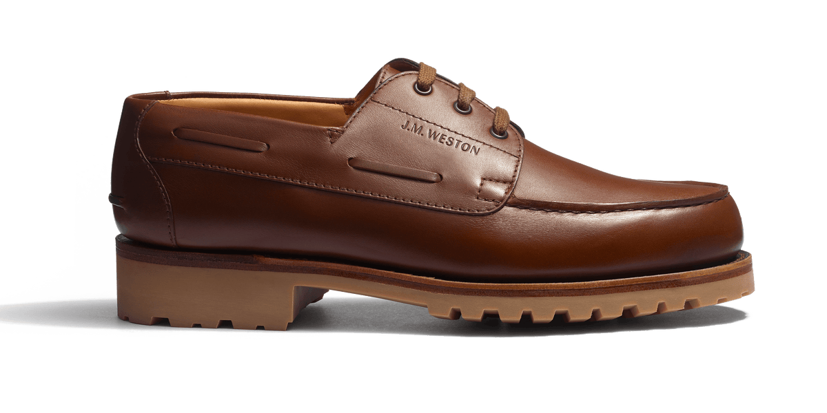 Men's Chestnut brown Leather Deck Derby – J.M. Weston