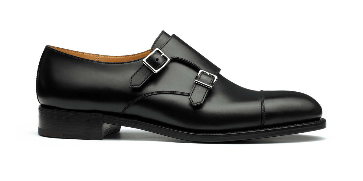 Men's Double Buckle Derby in smooth black leather – J.M. Weston