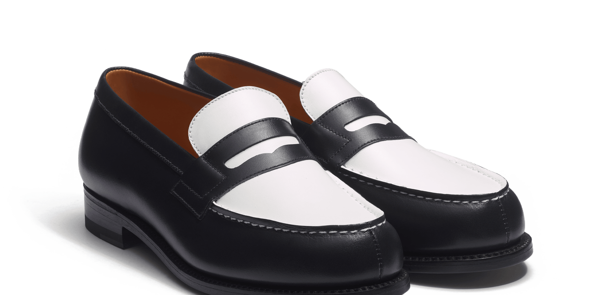 Casablanca Envelope Loafer in White/Navy Mens Bamboo-detail leather loafers Alessandro White Leather Venetian Loafers main image 4