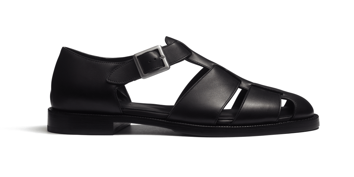 Men's Black soft calfskin Fisherman sandal | J.M. Weston