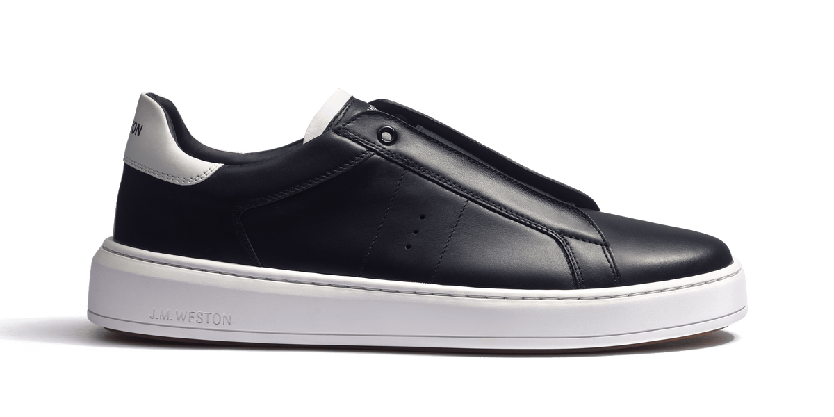 Men Black sport calfskin On Time Slip On Sneaker | J.M. Weston