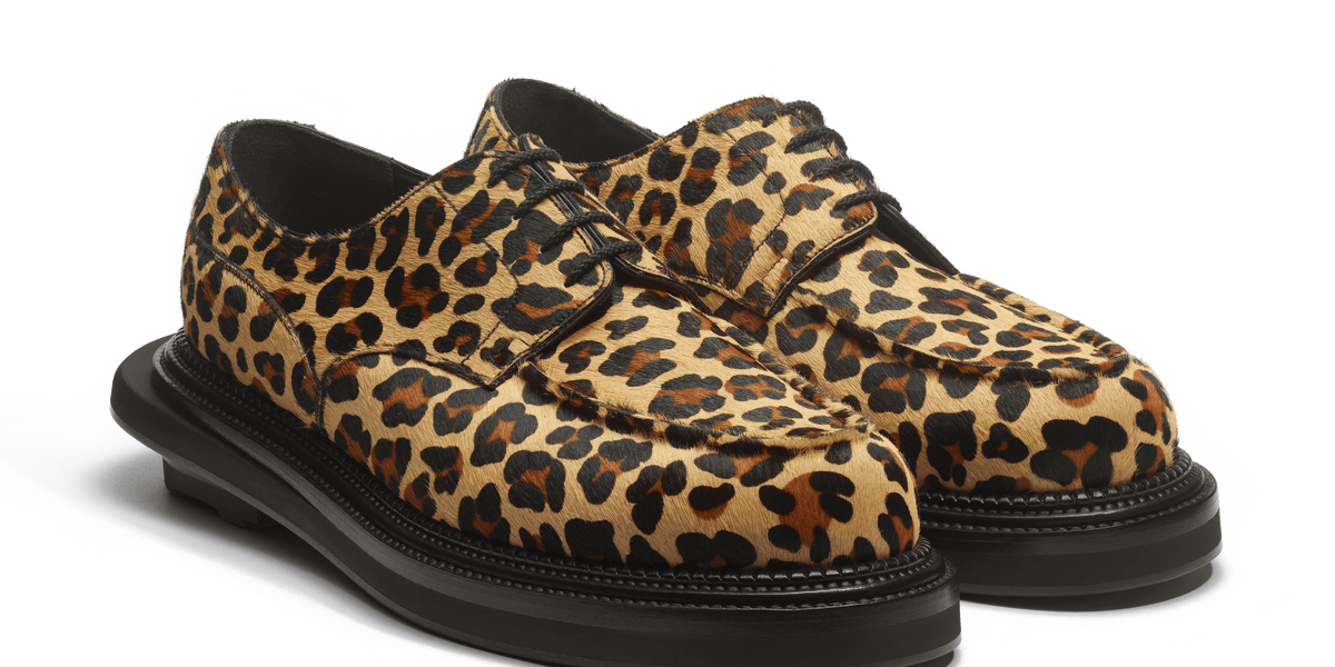 Calfskin with Leopard pattern Golf Derby J.M. Weston x sacai