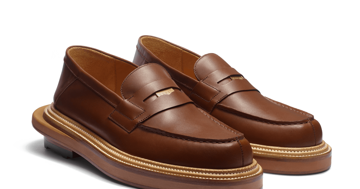 Tan soft calf leather Mule Loafer J.M. Weston x sacai