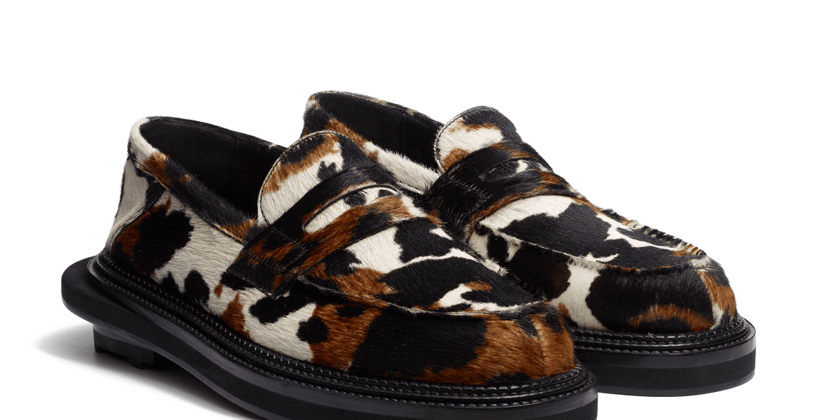 Hairy calfskin with cow pattern Mule Loafer J.M. Weston x sacai