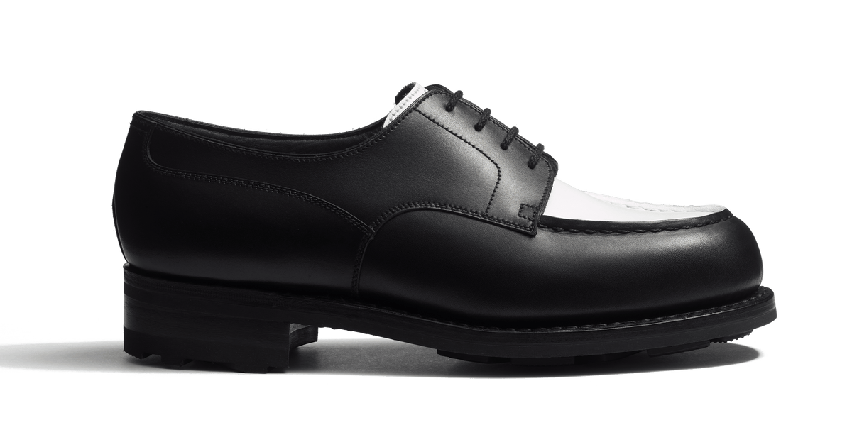 Women's Black boxcalf & white supple calfskin Golf Derby | J.M. Weston