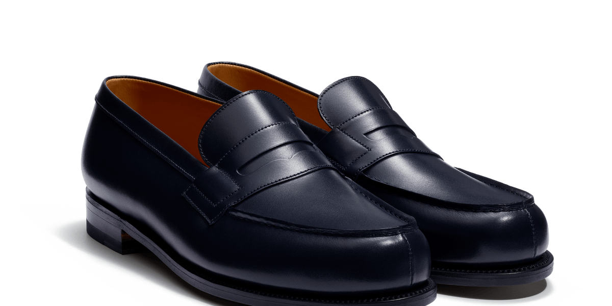 靴 JM WESTON 641 Golf boxcalf NAVY Men's Blue Leather Golf Derby