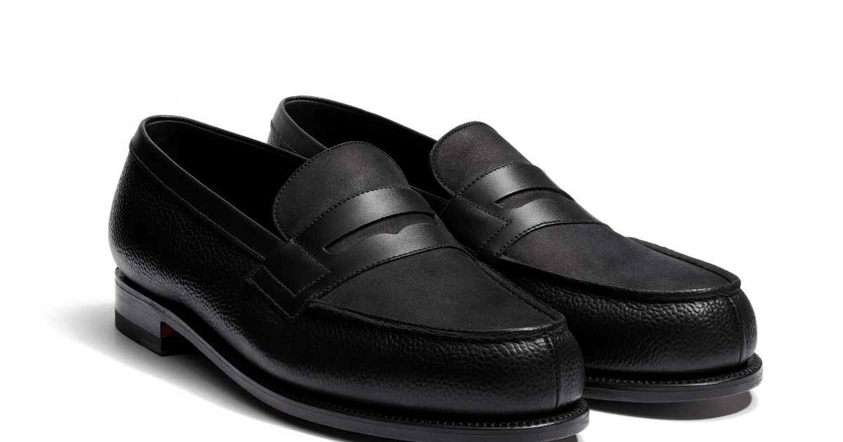 Men's Black grained calf leather & black nubuck & black boxcalf