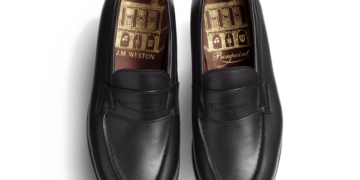 Child's Black soft calf leather J.M. Weston x Bonpoint 180 Loafer