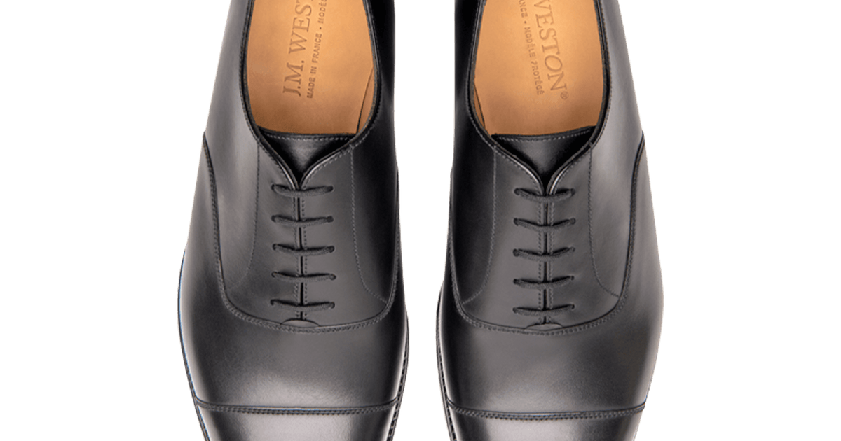 Men's Cap Toe Oxford ShoeBlack Leather | J.M. Weston