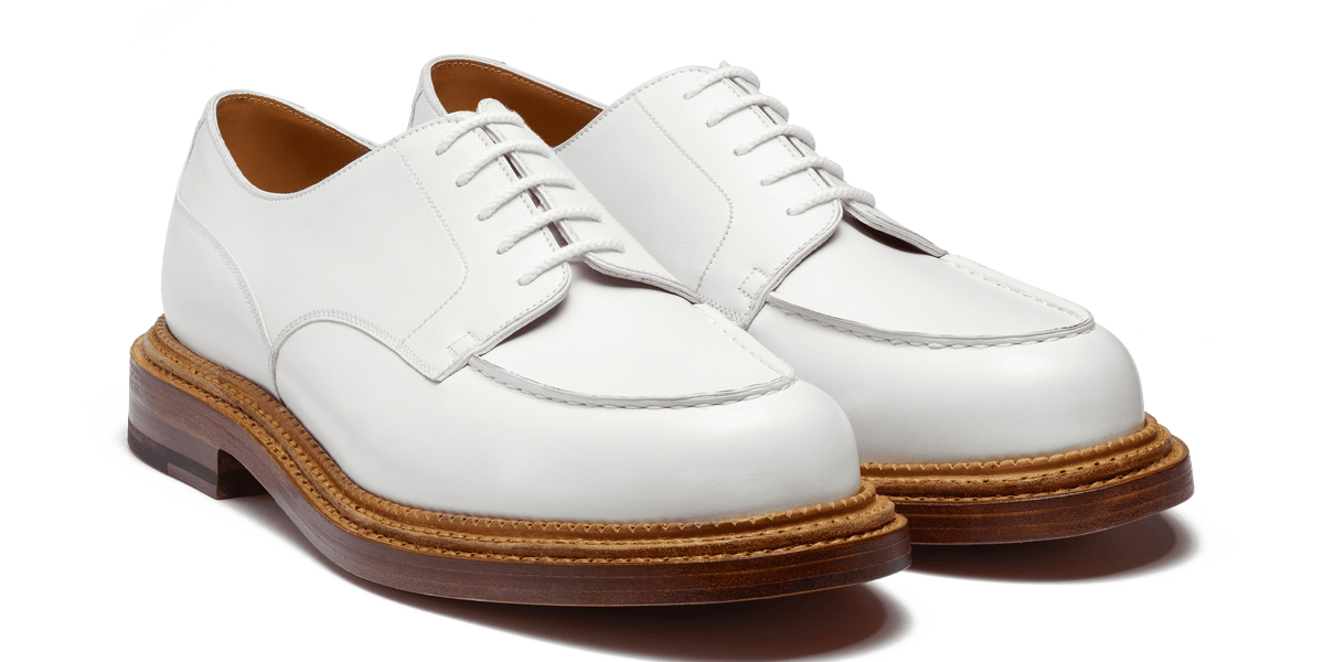 Men's White Leather Triple Sole Golf Derby – J.M. Weston
