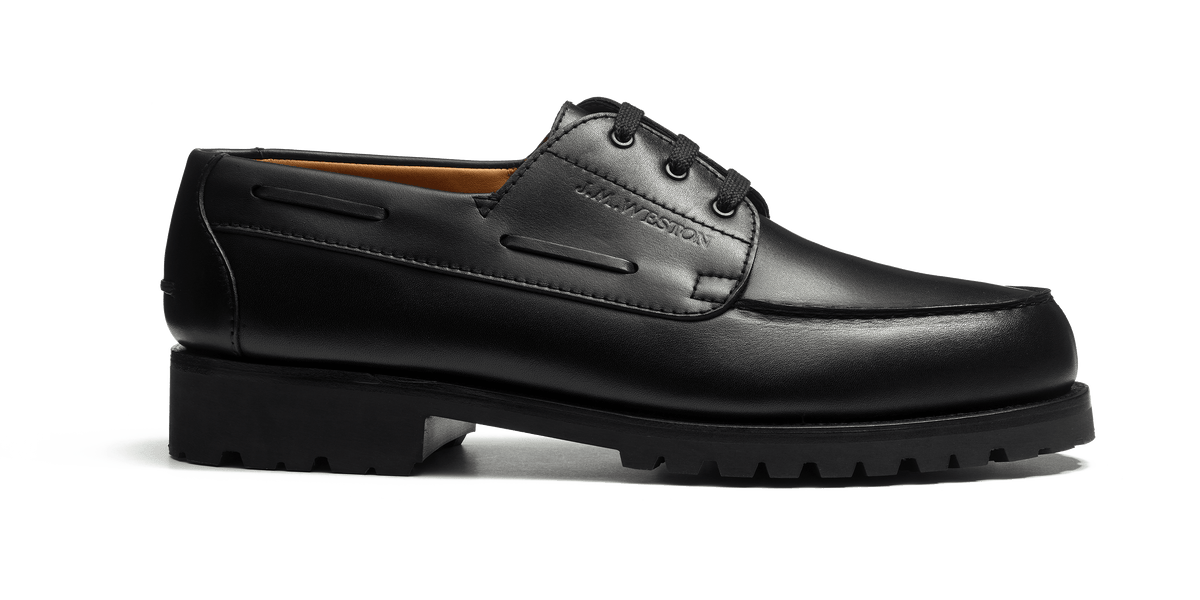 Men's Black Leather Deck Derby – J.M. Weston
