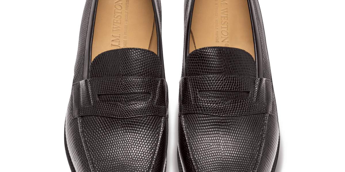 Men's Black Lizard Leather 180 Loafer – J.M. Weston