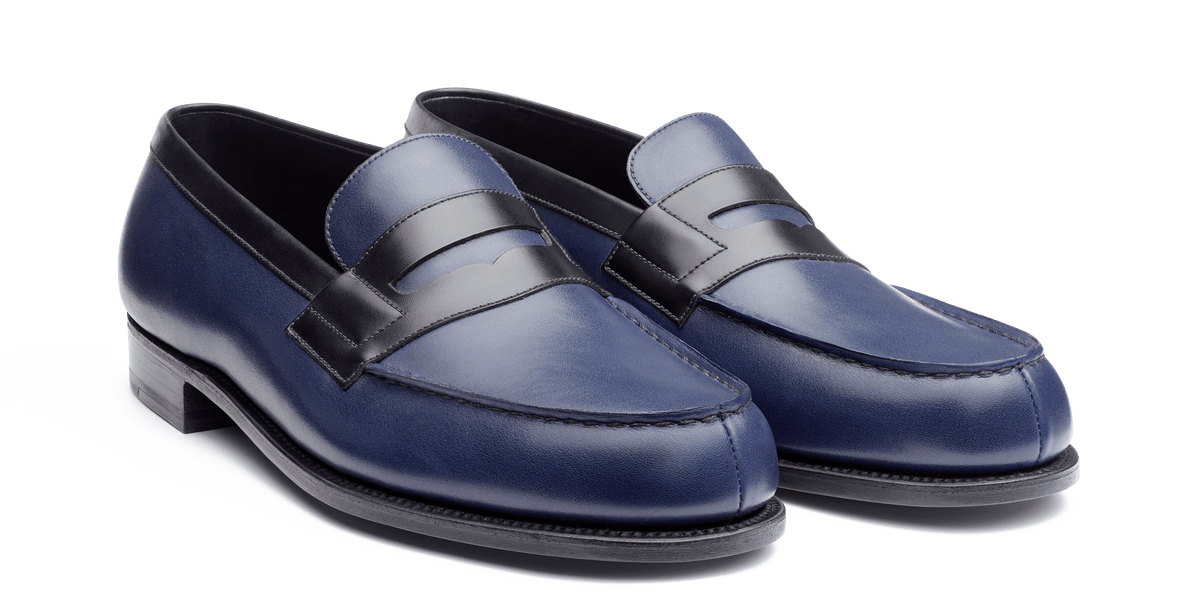 J.M. WESTON ローファー　ネイビー Men's Black & Ocean Blue boxcalf 180 Loafer | J.M. Weston