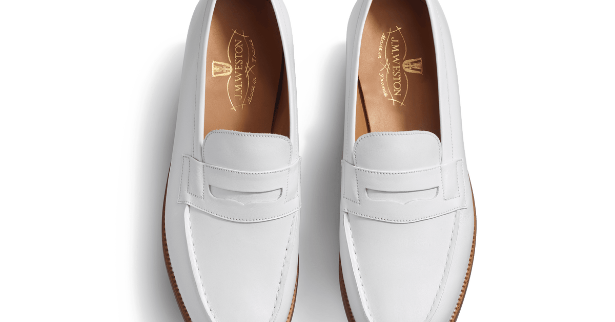 Men's White Leather 180 Loafer | J.M. Weston