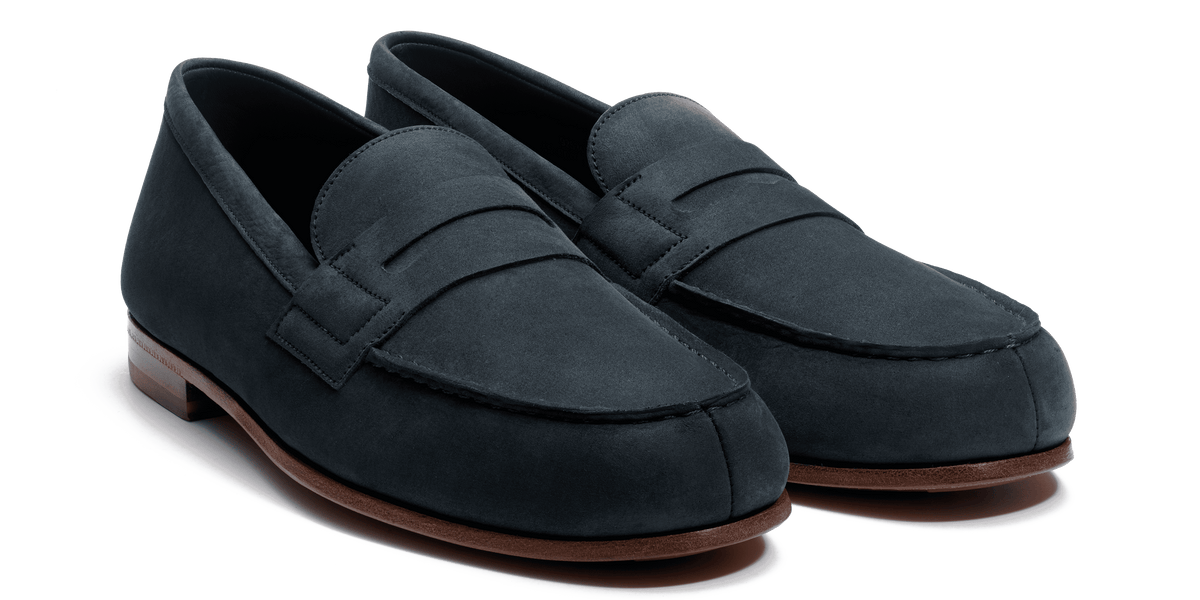 Men's Navy Blue Suede Le Moc' Weston Loafer – J.M. Weston