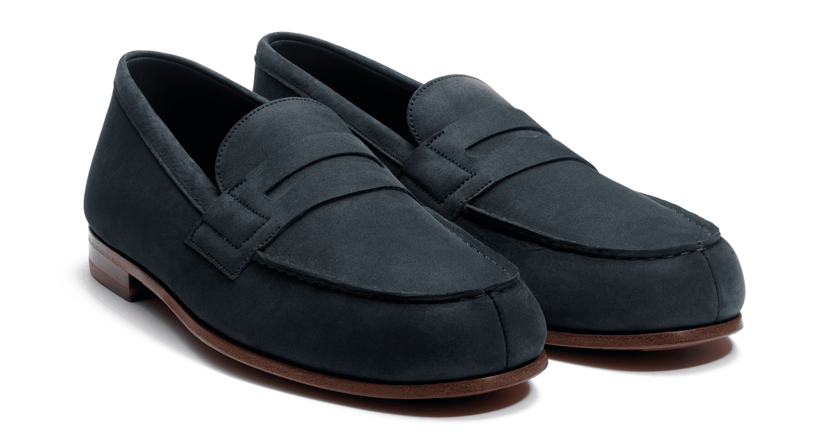 Men's Navy Blue Suede Le Moc' Weston Loafer | J.M. Weston