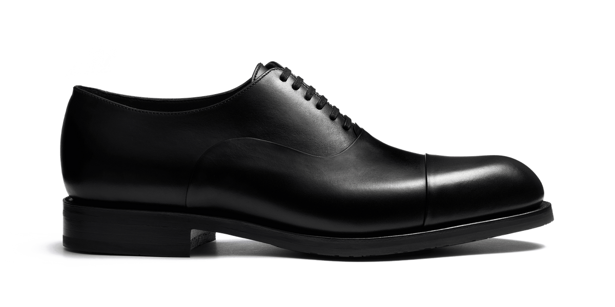 Men's Edouard Cap-Toe Oxford Shoe With Rubber Sole Black Leather