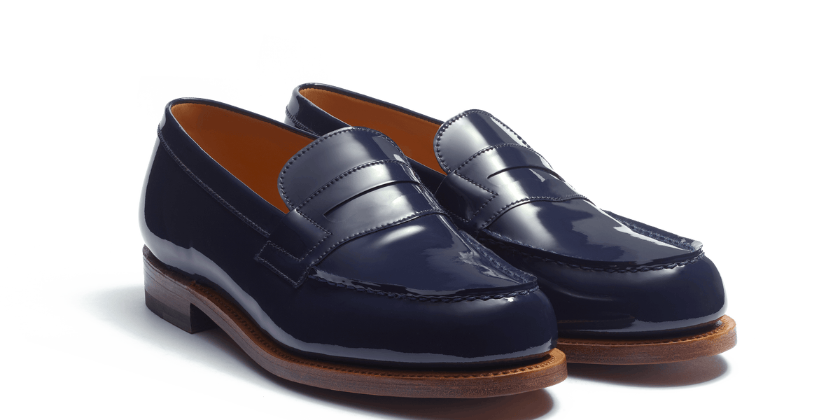 Women's Navy blue patent calfskin 180 Loafer – J.M. Weston