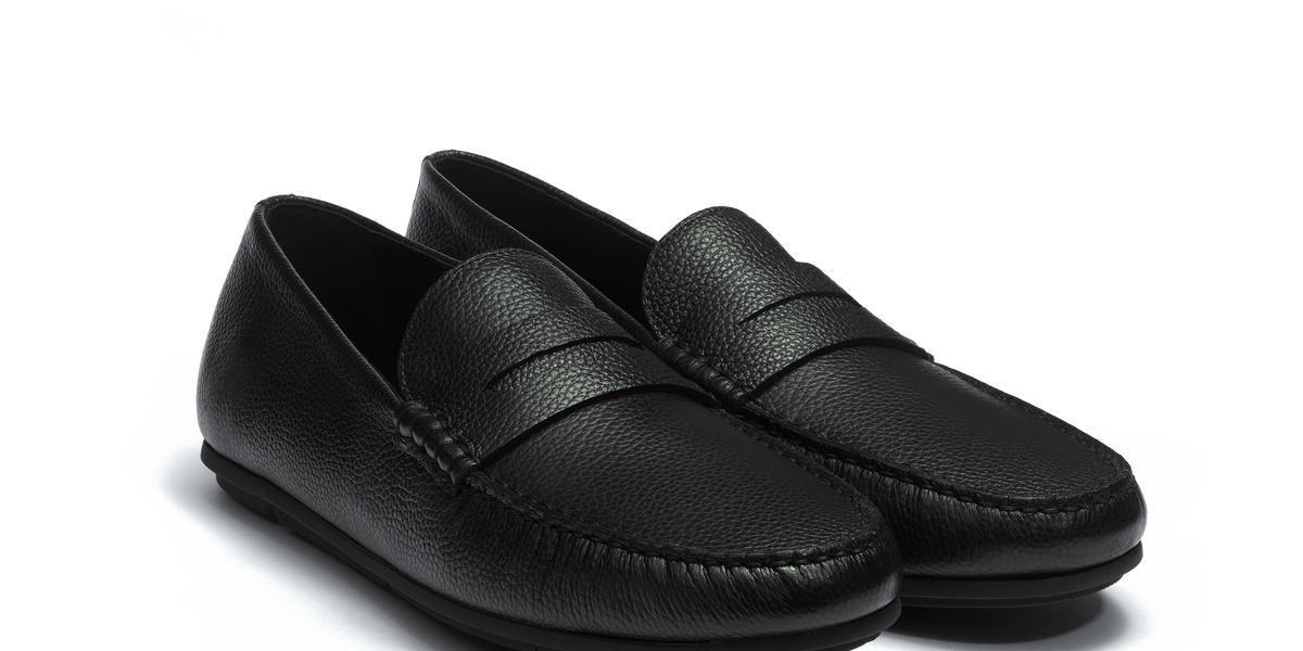 Mens JWN Midland driving shoe Car Shoe Warning men black grained calfskin – J.M. Weston main image 3