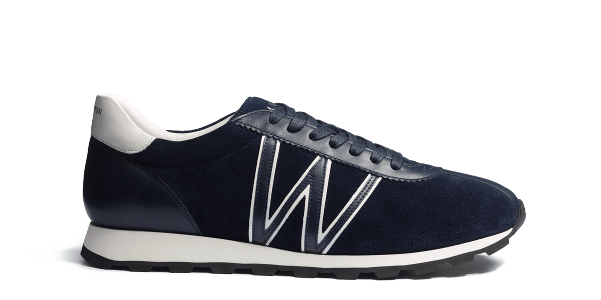 Men's Navy Suede Leather On My Way Sneaker – J.M. Weston