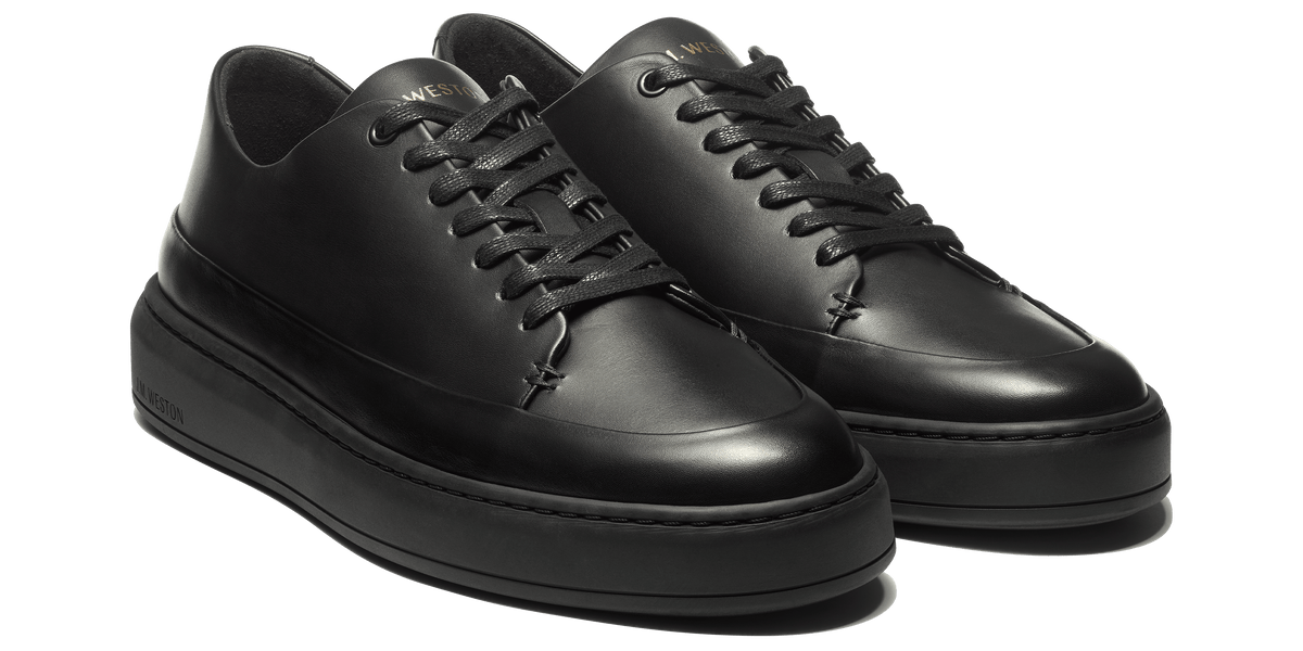 Men & Women's Black Leather On Time Canasta Sneaker – J.M. Weston