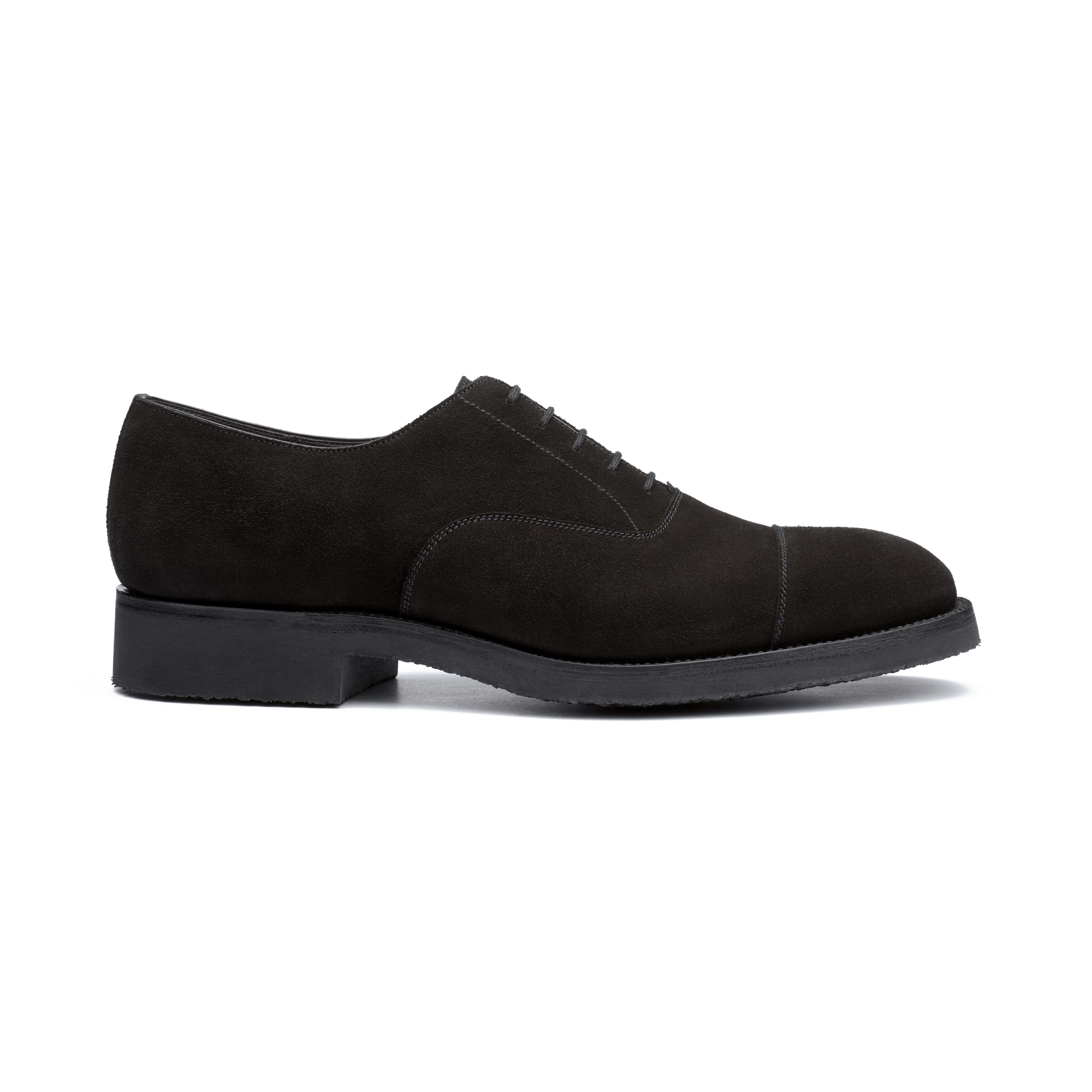 Cap Toe Oxford Shoe With Rubber Sole [Men Black suede calfskin]