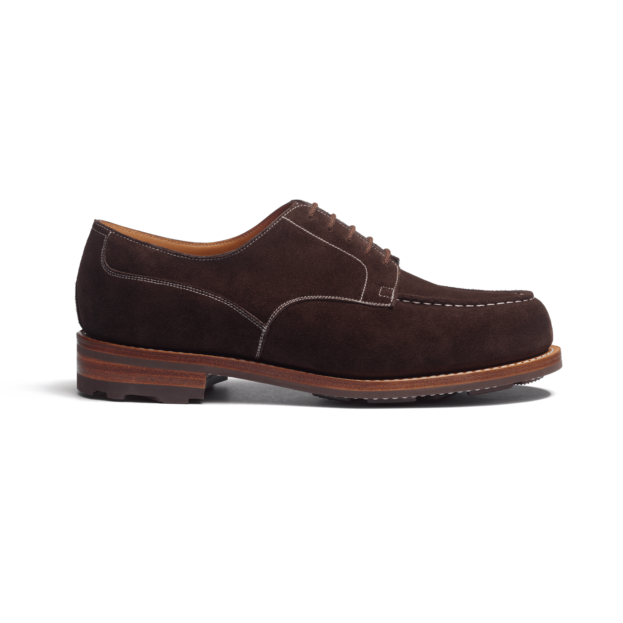 Derby Golf [Men Chocolate suede calfskin with contrasted stitching]