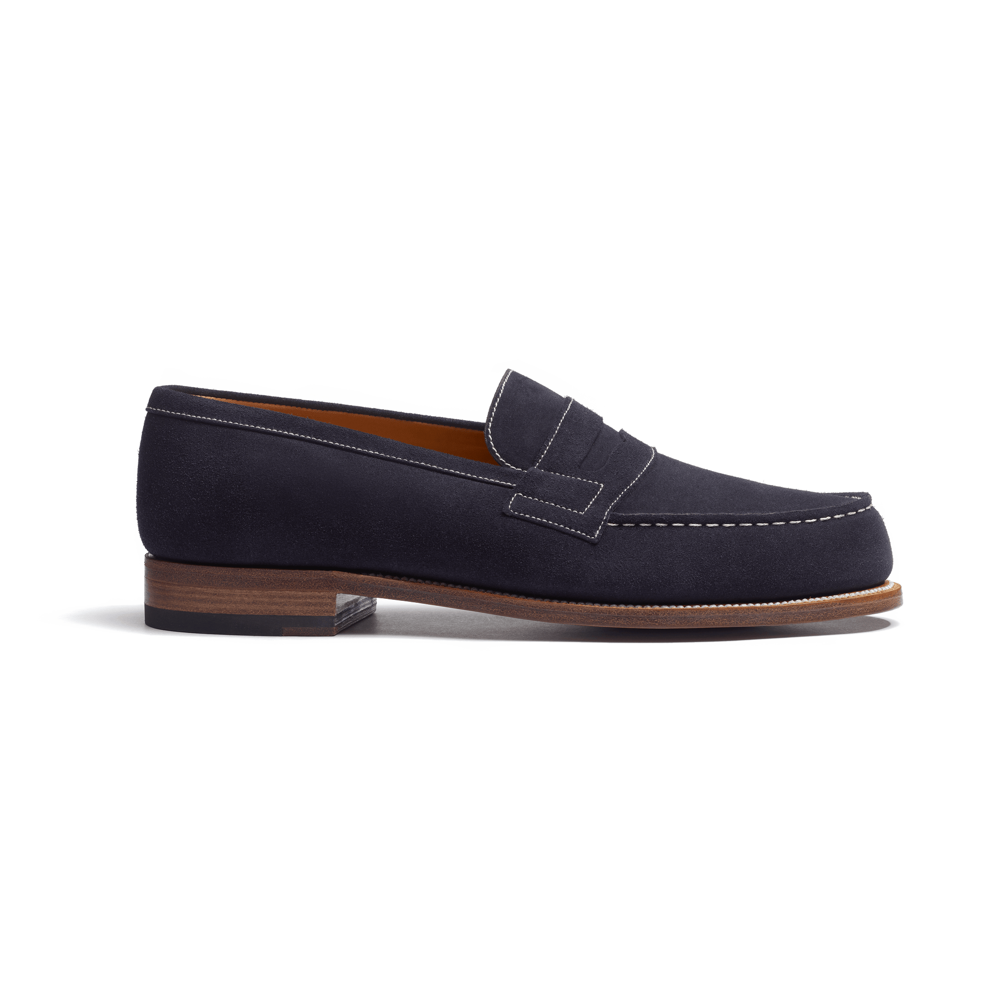 180 Loafer [Men Navy suede calfskin with contrasted stiching]
