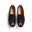 Mocassin 180 [homme cuir chèvre velours noir et broderies rouge et or]