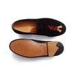 Mocassin 180 [homme cuir chèvre velours noir et broderies rouge et or]