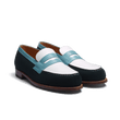 Mocassin 180 [homme cuir veau velours vert cuir lisse blanc et cuir veau box campanule]