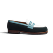 Mocassin 180 [homme cuir veau velours vert cuir lisse blanc et cuir veau box campanule]