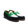 Mocassin 180 [homme cuir veau velours vert cuir lisse blanc et cuir veau box vert électrique]
