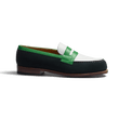 Mocassin 180 [homme cuir veau velours vert cuir lisse blanc et cuir veau box vert électrique]