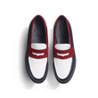 Mocassin 180 [homme cuir veau box marine & java blanc & cuir veau velours bordeaux]