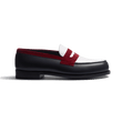Mocassin 180 [homme cuir veau box marine & java blanc & cuir veau velours bordeaux]