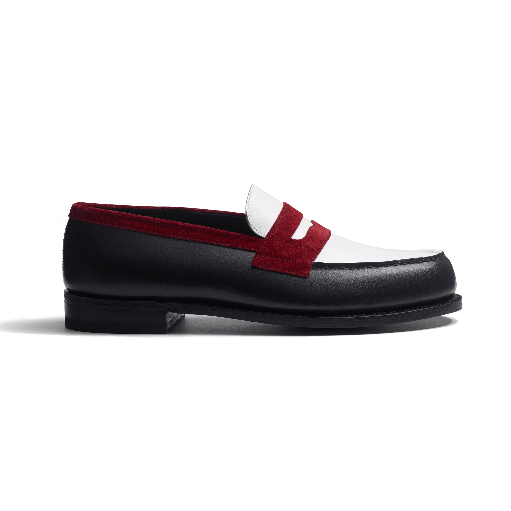 180 Loafer [Men Navy boxcalf, white smooth calf & burgundy suede calf leather]