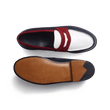 Mocassin 180 [homme cuir veau box marine & java blanc & cuir veau velours bordeaux]