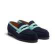 Mocassin 180 [homme cuir veau velours marine & cuir veau velours vert d'eau]
