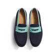 Mocassin 180 [homme cuir veau velours marine & cuir veau velours vert d'eau]