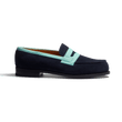 Mocassin 180 [homme cuir veau velours marine & cuir veau velours vert d'eau]