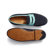 Mocassin 180 [homme cuir veau velours marine & cuir veau velours vert d'eau]