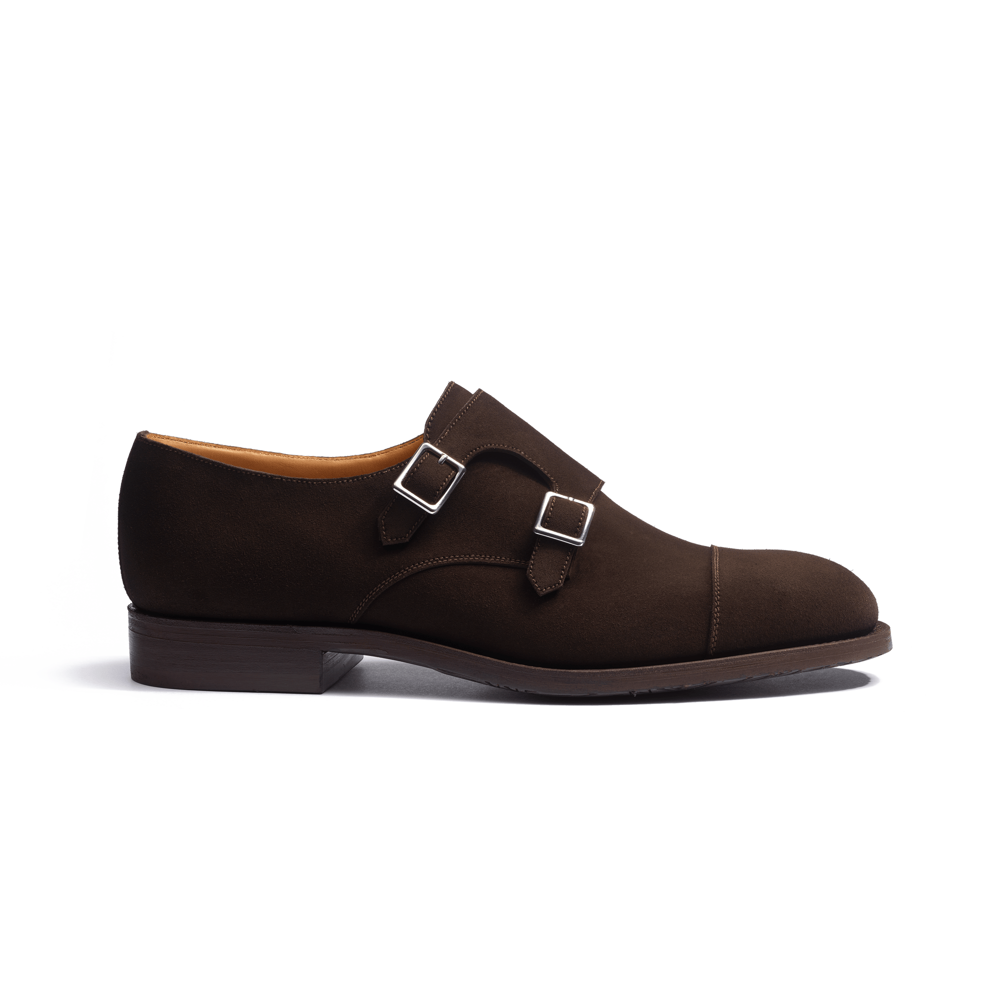Double buckle Derby with rubber sole [men brown suede leather]