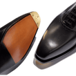 Richelieu a plastron perfore Fusain [homme cuir veau box noir et alligator noir]