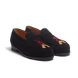 Mocassin 180 [femme cuir chèvre velours noir et broderies rouge et or]