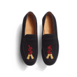 Mocassin 180 [femme cuir chèvre velours noir et broderies rouge et or]