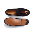 Mocassin 180 [femme cuir chèvre velours noir et broderies rouge et or]