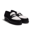 Mocassin 180 [femme cuir veau box noir et cuir veau souple blanc]