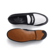 Mocassin 180 [femme cuir veau box noir et cuir veau souple blanc]